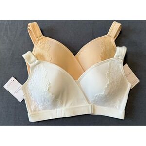NWT Vera Comfort 2-Piece Women's Bra Set Size Large White And Beige